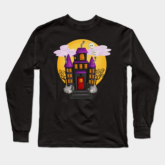 Haunted House Halloween Long Sleeve T-Shirt by StacysCellar